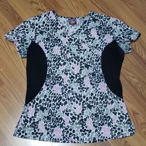 Womens animal print S scrub top shirt